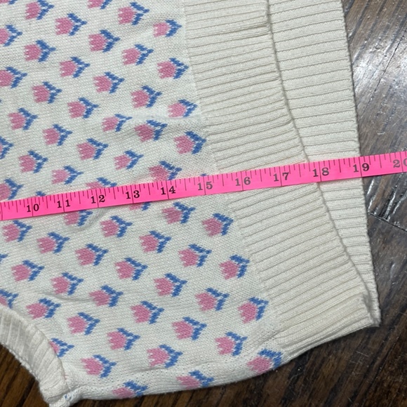 Stradivarius Tulip Sweater Vest Made in Spain Sz Small Cotton CottageCore - Picture 5 of 7